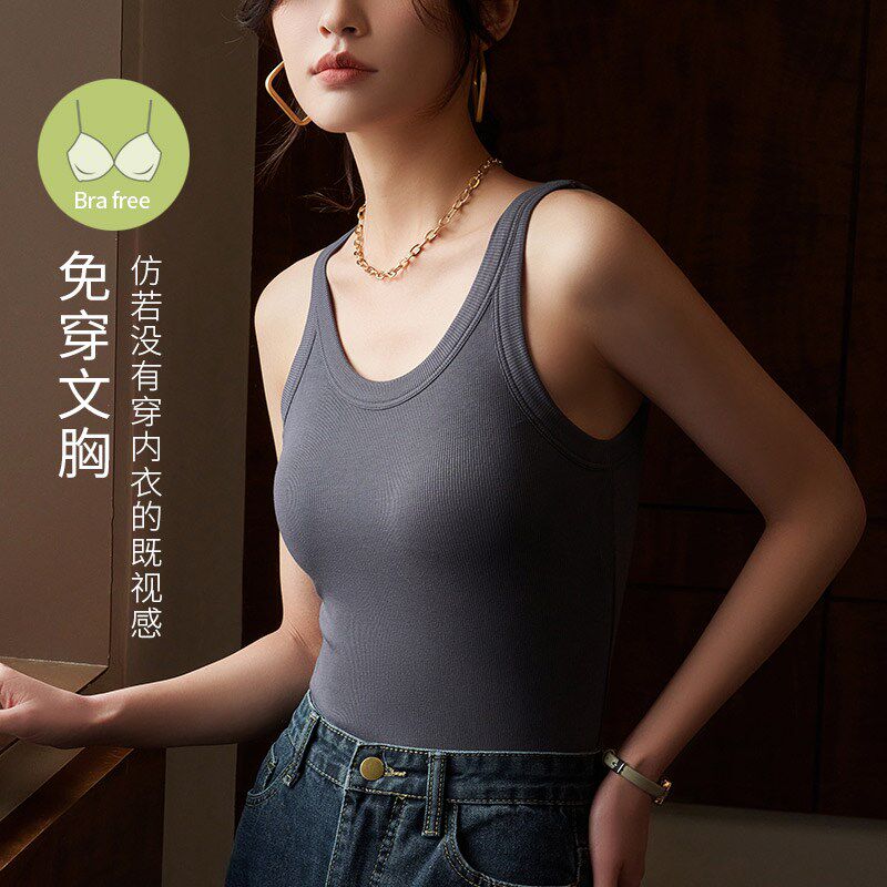 背心女夏外穿g小吊带内搭带胸垫运动休闲小众无袖网红短款打底上