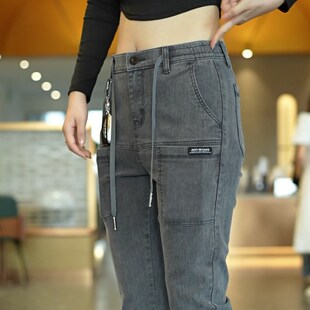 春季爆款条纹六兜男士休闲裤宽松直筒弹力男款春季多口袋长裤子男