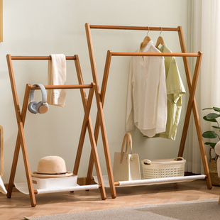 晾衣架落地卧室简易家用挂衣服架子室内凉衣N杆阳台折叠小晒衣帽