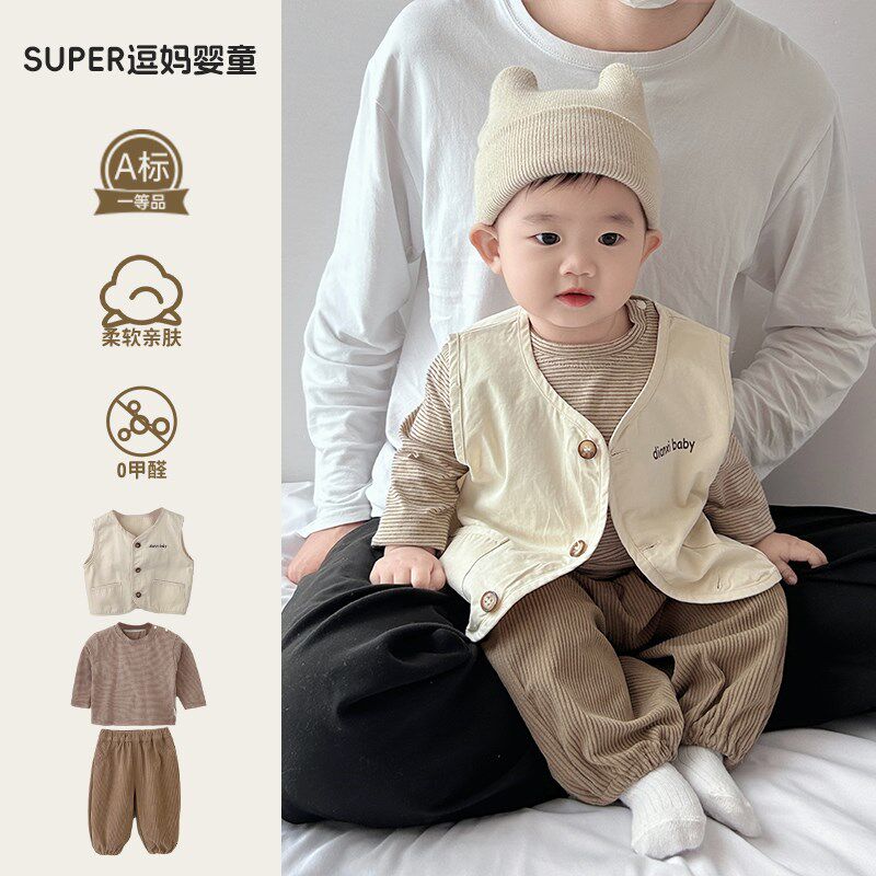 宝宝秋季套装韩系婴儿服秋装超洋气婴幼儿分体两件套男宝学院风秋