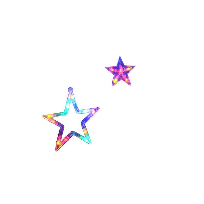 led星星彩灯闪灯串灯满天星五角星灯窗帘灯婚庆圣诞节装饰霓虹灯