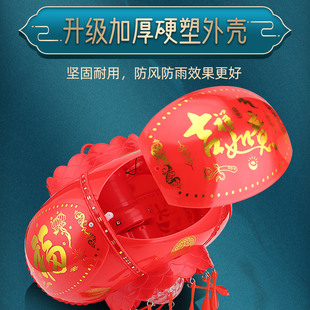 新款充电免接线LED旋转大红灯笼阳台门口户外防水吊灯七彩走煤油