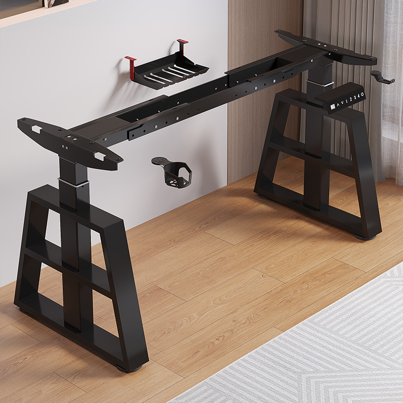 智能电动升降桌腿双电机办公电脑桌双横梁自动伸缩可升降支架桌架