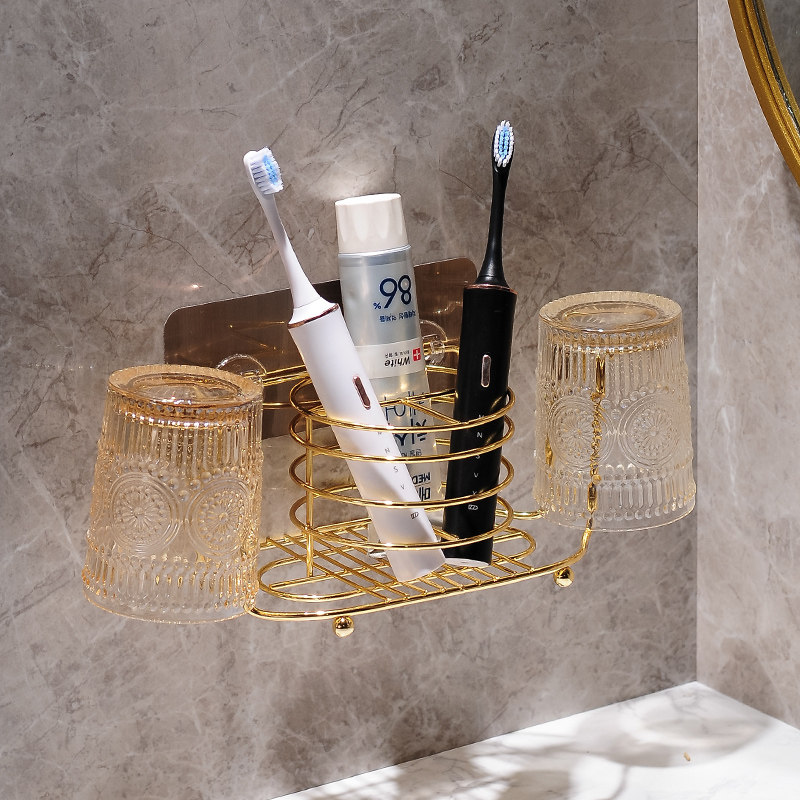 轻奢牙膏牙刷置物架子浴室漱口杯免打孔挂墙式卫生间壁挂收纳套装,家庭/个人清洁工具,牙刷架/牙具座,淘宝优惠券,粉丝福利购,淘宝优惠卷