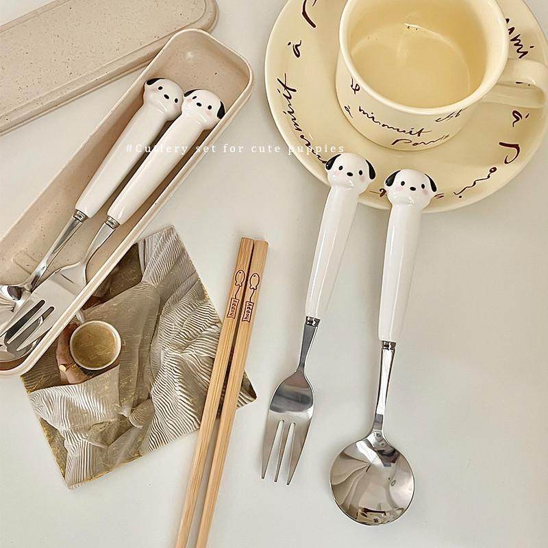 可爱筷子勺子套装学生叉子不锈钢餐具三件套便携收纳盒儿童上学用,餐饮具,便携/折叠餐具,淘宝优惠券,粉丝福利购,淘宝优惠卷