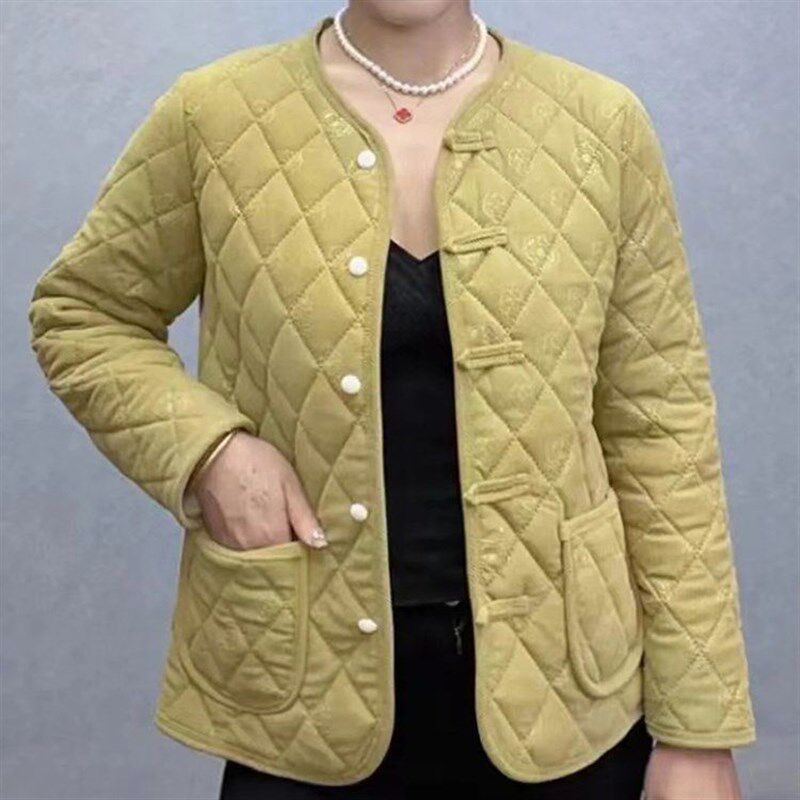 中年妈妈装秋冬款外套女老年人秋装加绒棉服中老年女装棉袄