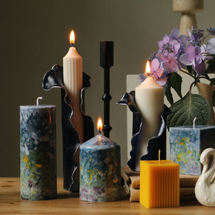 【探望静谧】创意艺术装饰蜡烛蓝色系油画蜡烛手卷蜡烛礼物小众