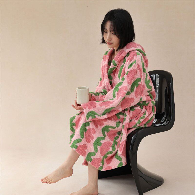 郁金香亲子 浴袍小清新女秋冬新款吸水亲肤情侣儿童浴袍大衣