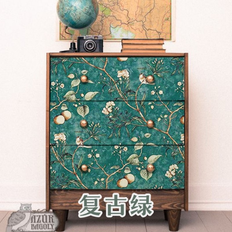 复古美式贴纸家具翻新柜门柜子衣柜鞋柜旧物改造装饰壁纸自粘墙纸