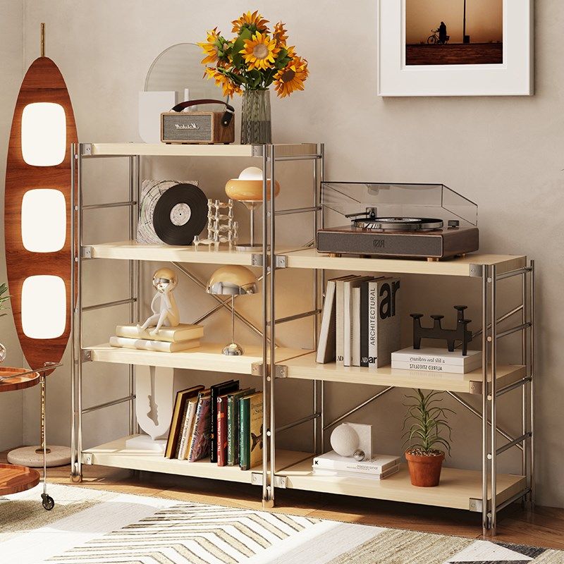 钢木置物架日式落地多层书架简约家用客厅厨房收纳架子阳台展示架,商业/办公家具,置物架/陈列架/储物架/展示架,淘宝优惠券,粉丝福利购,淘宝优惠卷