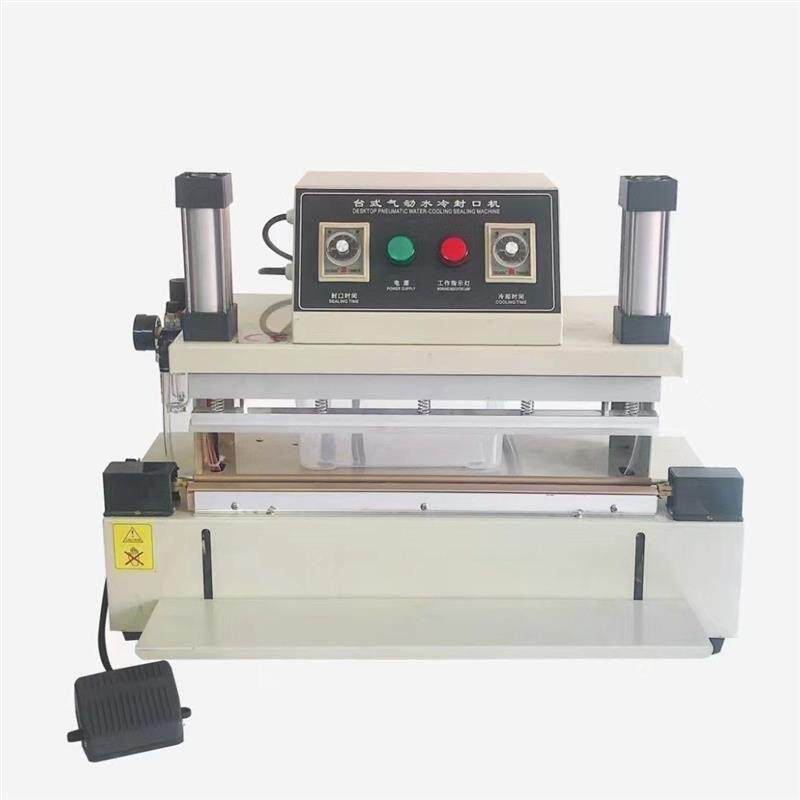 气动连续水冷封口机商用台式自动塑料薄膜铝箔袋封袋机热熔封切机