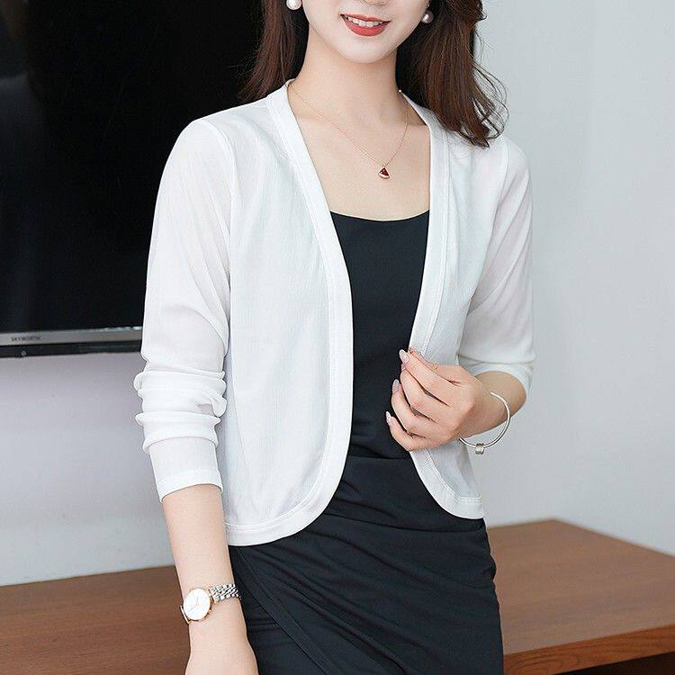 2025新款冰丝披肩外套女春秋新款坎肩长袖外搭开衫V宽松百搭上衣