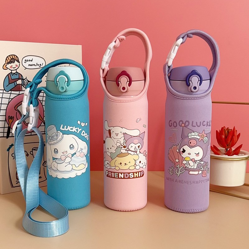 保温杯盖学生水杯袋可爱卡通书包肩带350 500毫升通用
