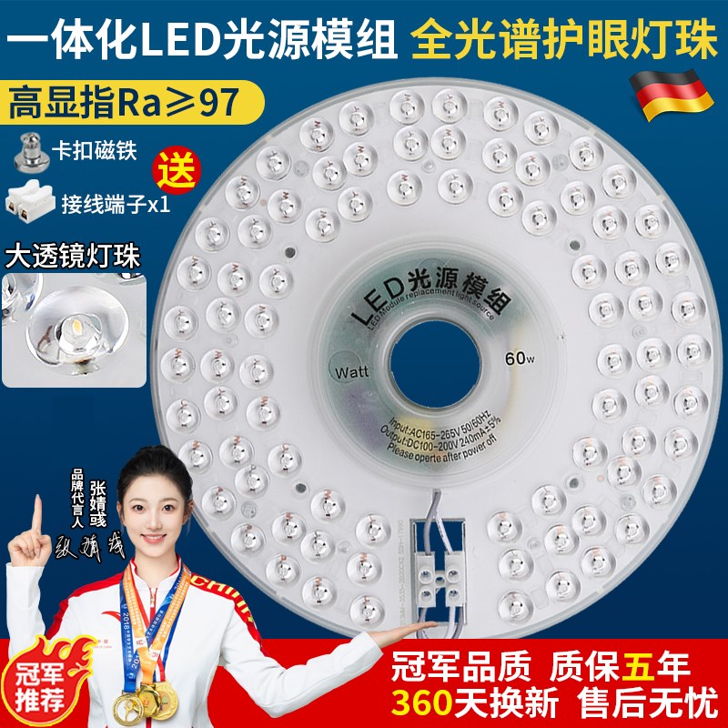 德国LED吸顶灯芯替换灯条管客厅卧室改造灯板全光谱护眼节能灯泡