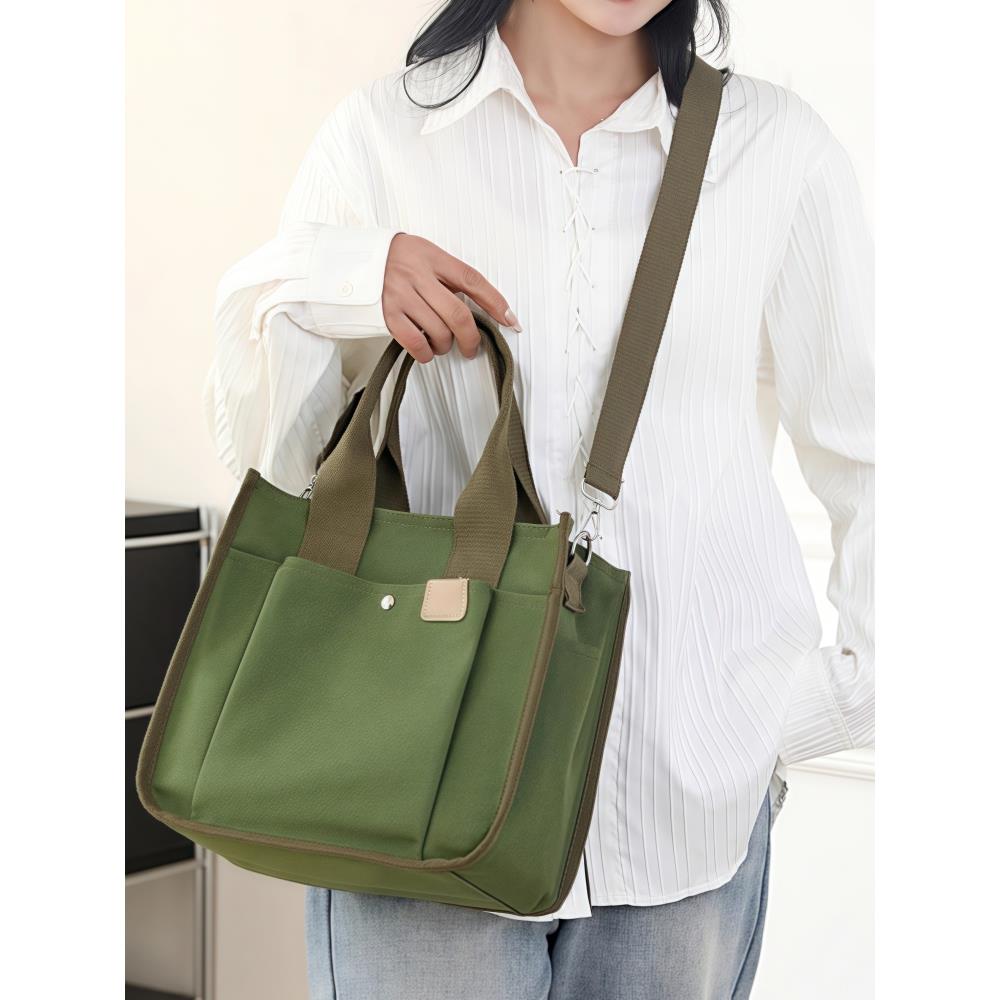 上班族洋气提饭包杂物包日系帆布斜挎手提袋饭盒妈咪出门小拎包大