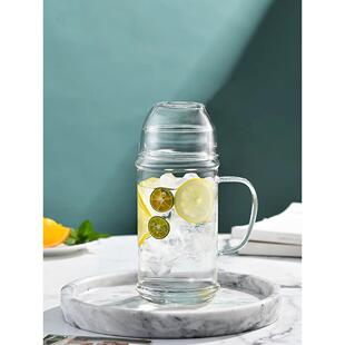 一人饮冷水壶凉水壶玻璃耐高温水杯夏大容量带把手带盖办公室杯子