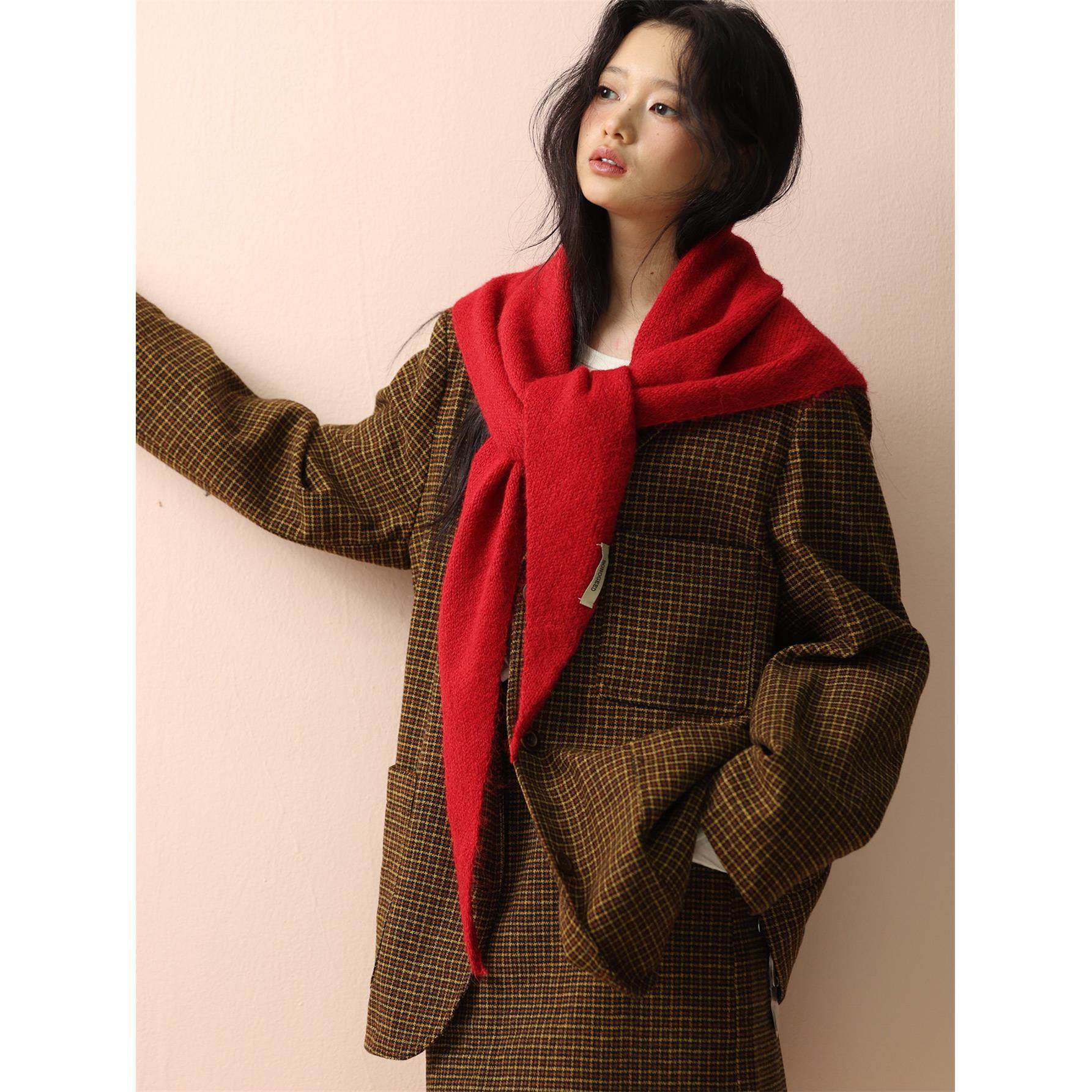 新款红色羊毛三角围巾女秋冬保暖百搭披肩高级感纯色保暖针织围脖,服饰配件/皮带/帽子/围巾,围巾/丝巾/披肩,淘宝优惠券,粉丝福利购,淘宝优惠卷