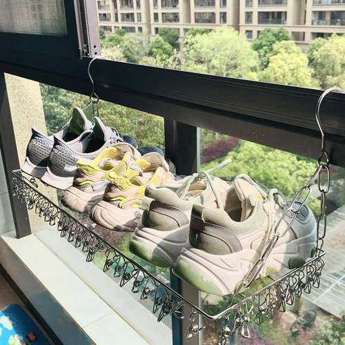 2025新款不锈钢晒鞋架家用内裤袜子晾衣架阳台晒袜子神器多功能窗