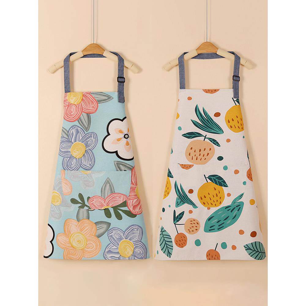 【官方正品】夏季薄款时尚围裙女防油做饭帆布透气厨房家用工作服