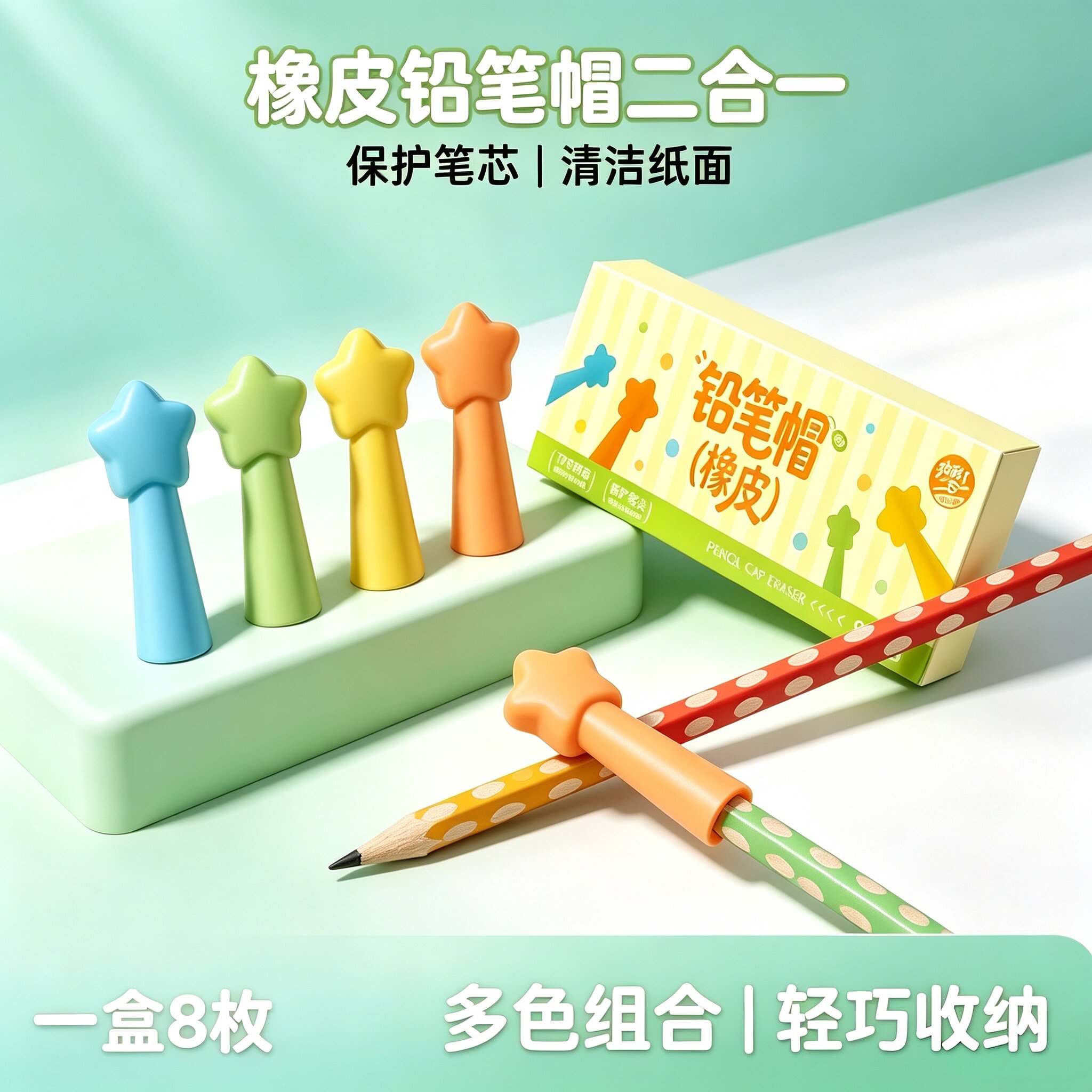 五角星二合一防戳小学生铅笔帽