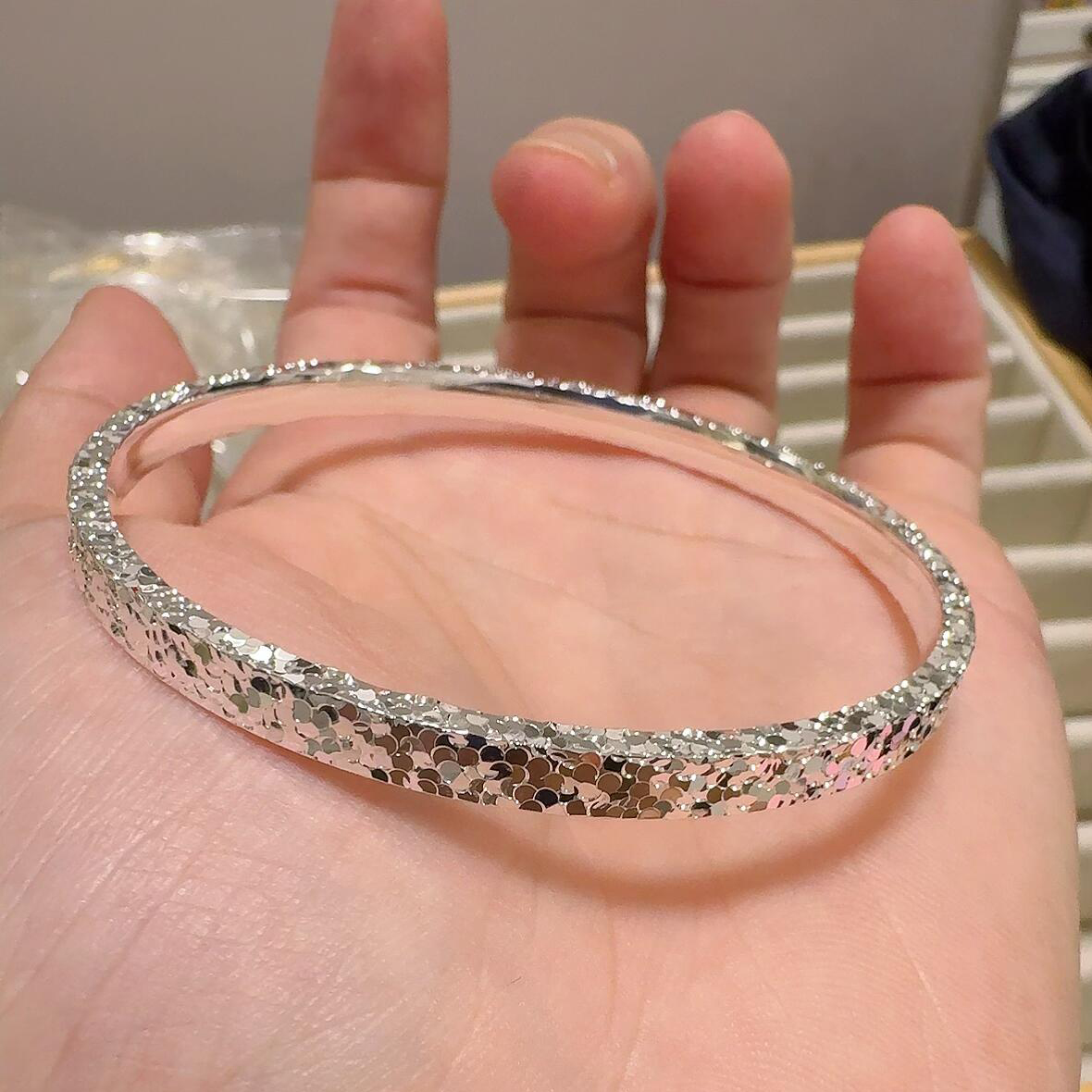 碎碎冰纯银手镯女9999足银实心