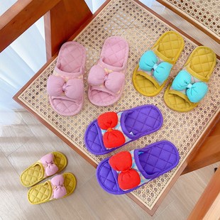 儿童家居秋冬室内布底静音防滑地板D拖鞋男女中童家用软牛筋底四