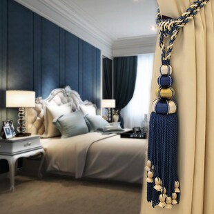 新品推荐欧式代窗帘绑带穗带扣布扣轨蓝绿色道配件V样间饰品一根