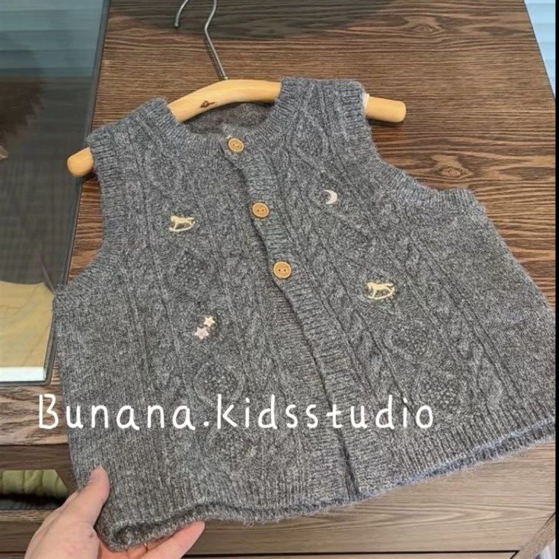 2024秋冬新品儿童开衫毛衣马甲外套男女童可爱洋气刺绣针织衫背心,童装/婴儿装/亲子装,马甲,淘宝优惠券,粉丝福利购,淘宝优惠卷