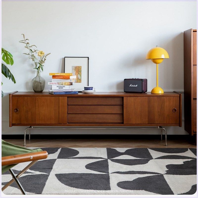 北欧复古实木茶几电视柜组合简约现代轻奢小户型客厅家用中古储物,住宅家具,茶几+电视柜,淘宝优惠券,粉丝福利购,淘宝优惠卷