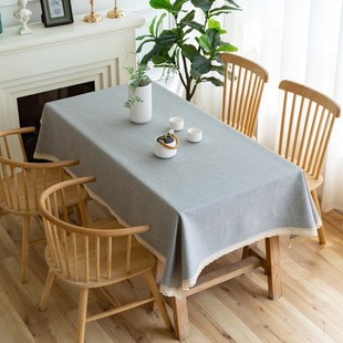 桌布布艺棉麻素雅纯色长方形现代简约餐桌布亚麻书桌布正方形台布