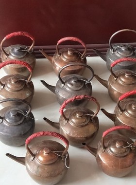 民俗老物件老铜壶老茶壶老铜器旧烧水壶怀旧复古提梁壶道具摆件