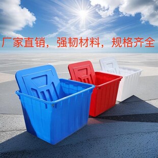 加厚大型塑料带盖收纳箱手推车物流快递周转箱白色加深废弃物水箱