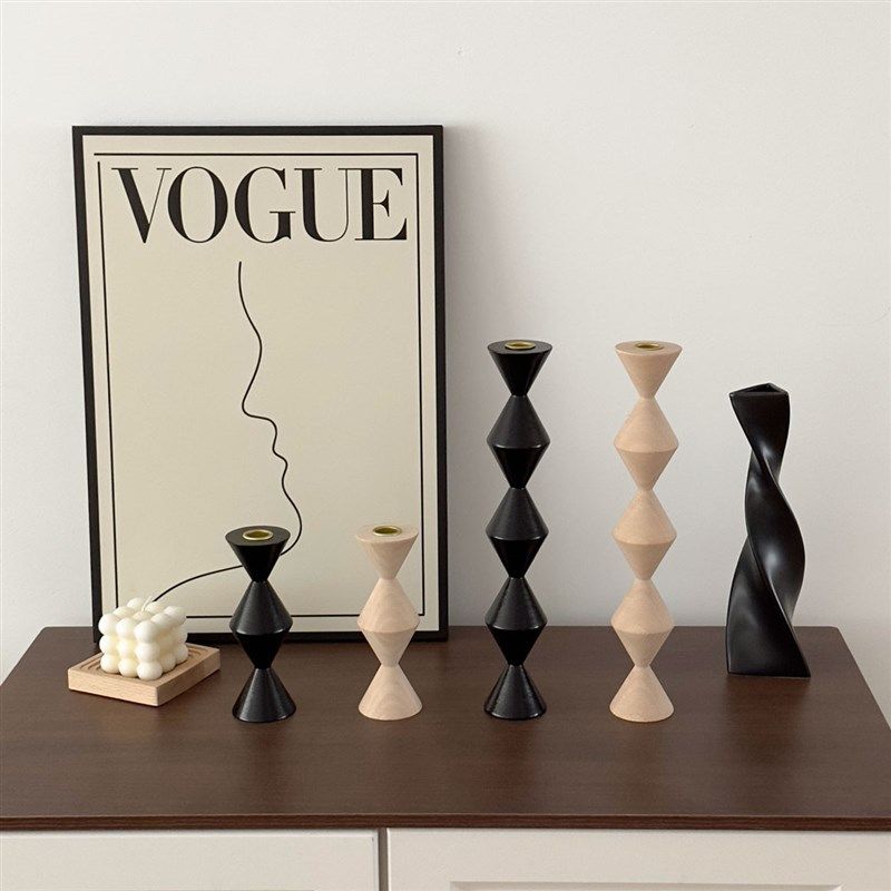 客厅桌面玄关电视柜装饰摆饰轻奢高档实木复古软装高级感小众烛台,家居饰品,桌面摆件,淘宝优惠券,粉丝福利购,淘宝优惠卷