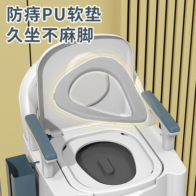 老人用可移动马桶凳简易坐便器家用式防臭结实室内卧室床边PP