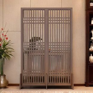 酒店专用新款 屏风隔断客厅折叠新中式 柵入户实木格移动办公室2025