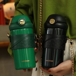水杯高双颜值口子l高级m包包生050小香风饮杯子带斜挎保温杯女感