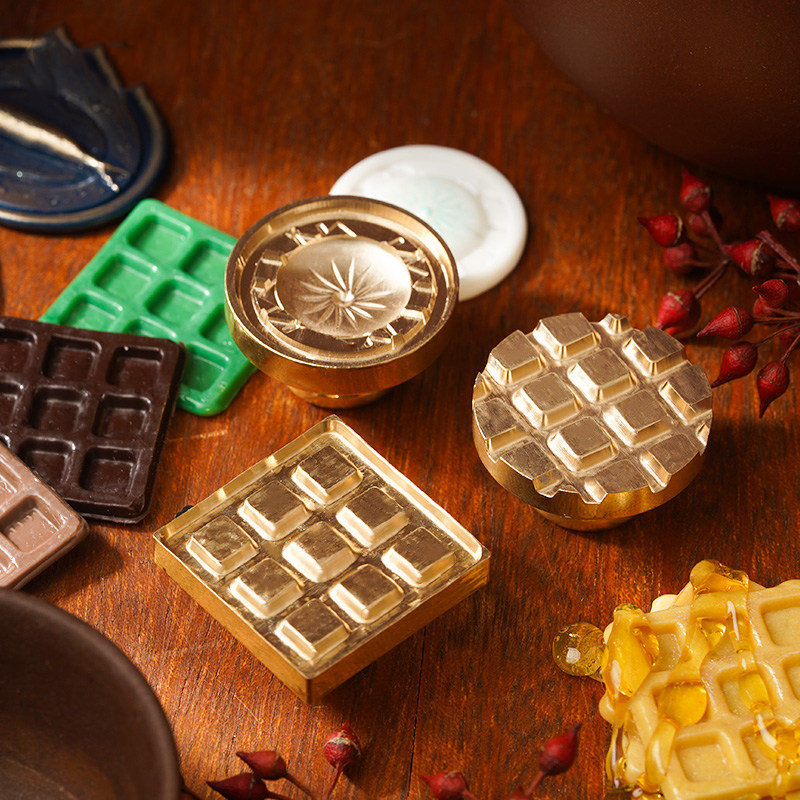 火漆印章浮雕食物包子华夫饼密封蜡装饰礼品信封封口DIY铜印章头