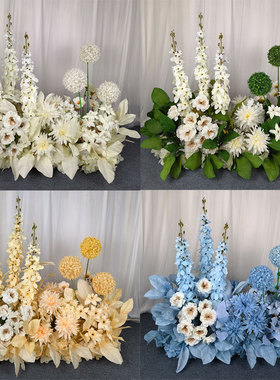 婚庆蓝色地排花千代兰仿真花排求婚场地布置假花婚礼舞台装饰花艺