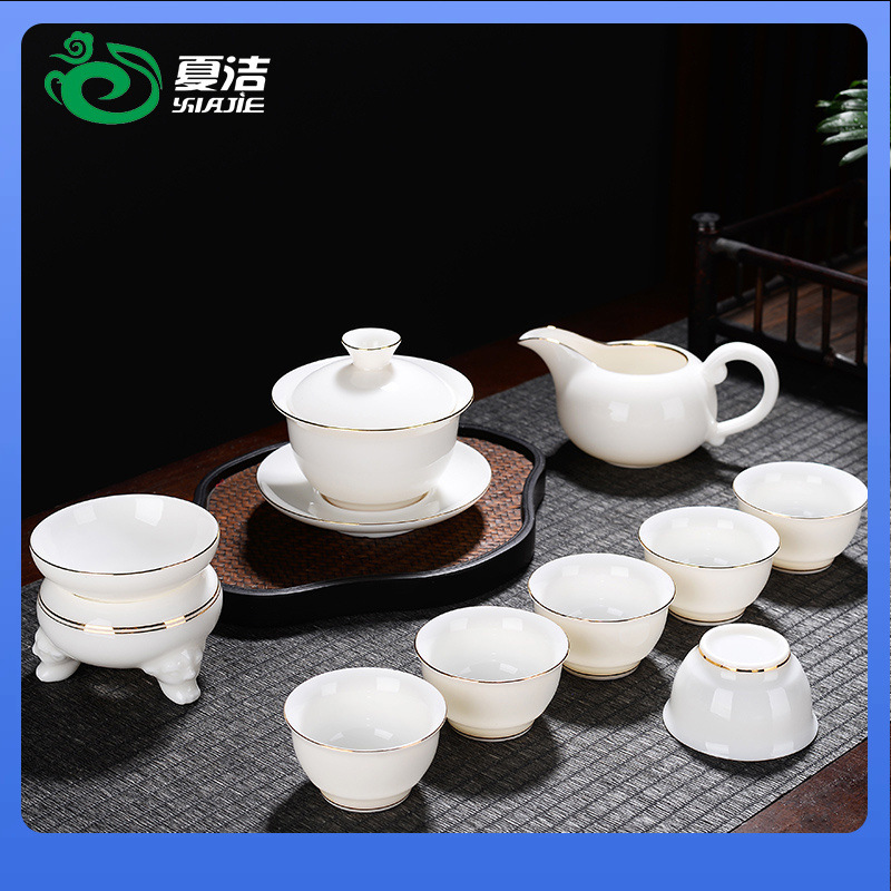 DX7L羊脂玉德化白瓷陶瓷功夫茶具茶壶套装家用轻奢泡茶杯骨瓷