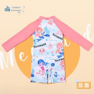 公主泳装 防晒宝宝速干夏季 温泉中小童 美人鱼连体泳衣长袖 泳神