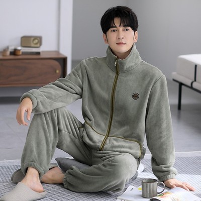 睡衣男士冬季珊瑚绒2025年新款加绒加厚男款秋冬加大码家居服套装