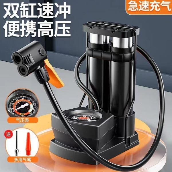 汽车摩托车泵多功能脚踩打气筒电动车三轮车便携式