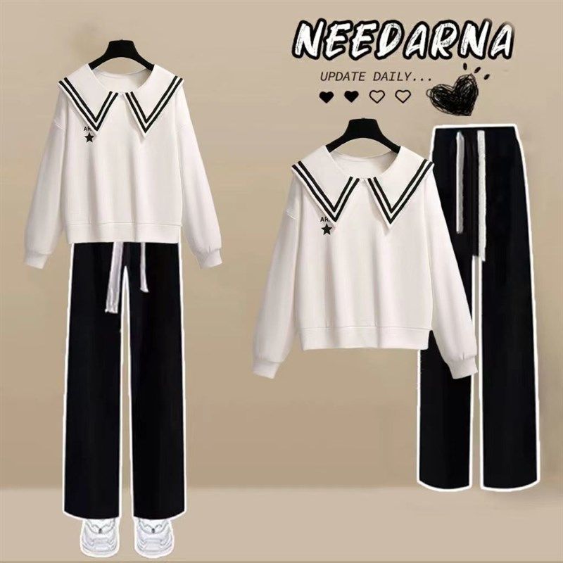 大童女装初中生套装秋装2023新款阔腿裤13岁洋派时髦15春秋卫衣12