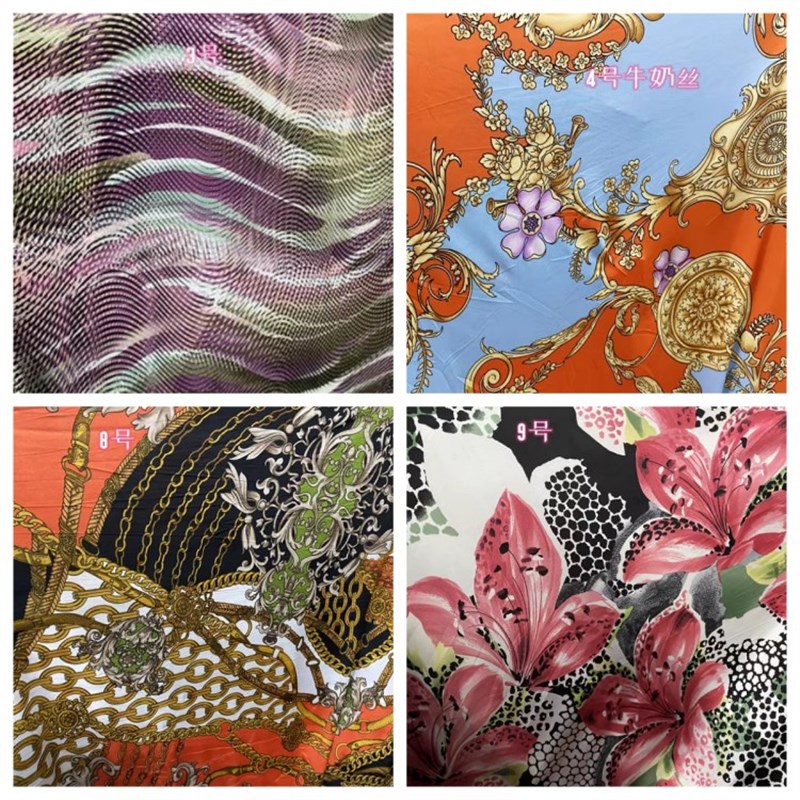 时尚垂感柔软印花弹力水晶麻面料连衣裙舞蹈裙旗袍裙上衣服装料力