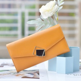 女款钱包2025年新款真皮女小众设计高级中长款卡包一体包黄色招财