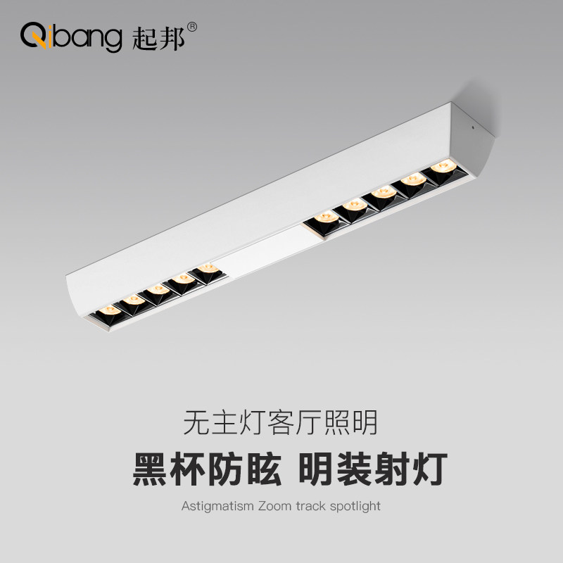 无主灯照明客厅家用防眩射灯led长方形双头20w线性射灯明装吸顶式