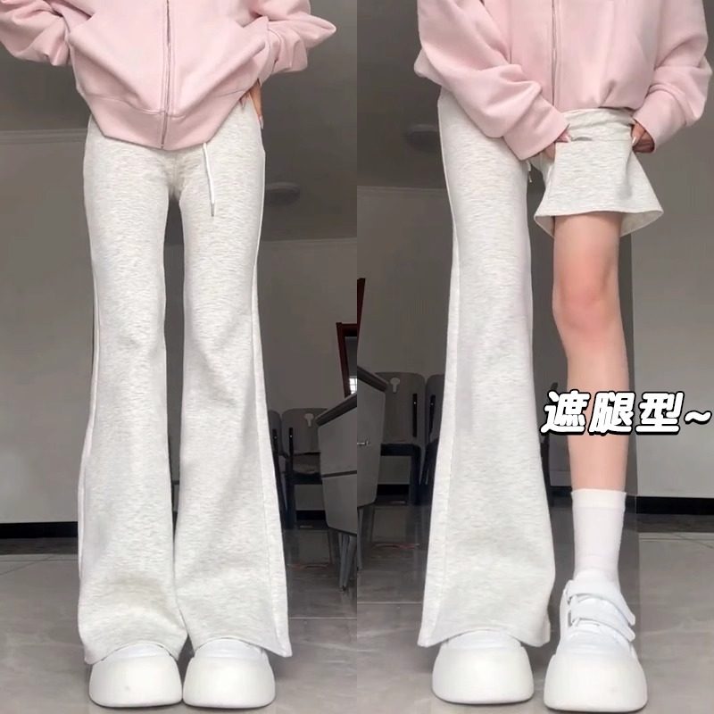 女童加绒喇叭裤秋冬2024新款儿童加厚裤子女孩修身韩版微喇裤洋气