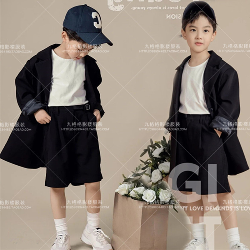 照相馆男小童西装套装拍摄写真艺术照儿童摄影主题服装走秀演出服