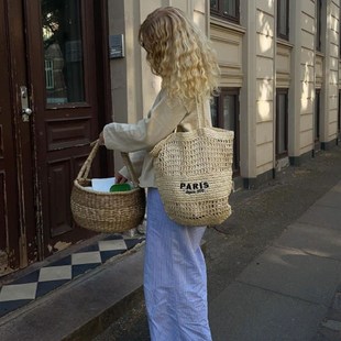 网红单肩大容量斜挎草包春夏百搭海边出游度假沙滩编织包包草编包