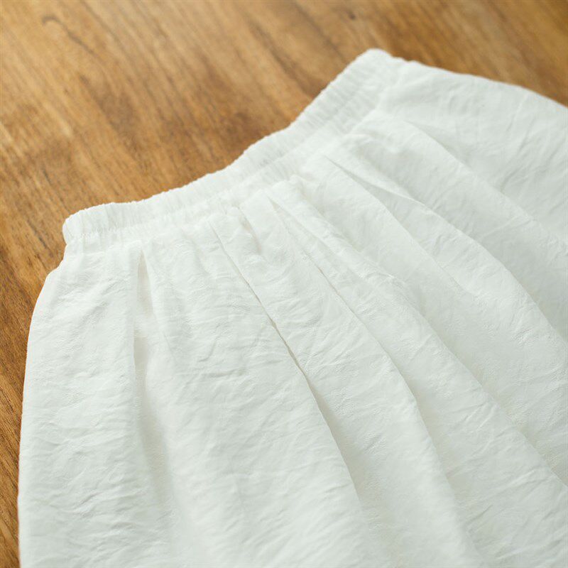 女童半身裙儿童长裙夏白色中长款蓬蓬裙宝宝休闲腰裙麻棉凉快薄款